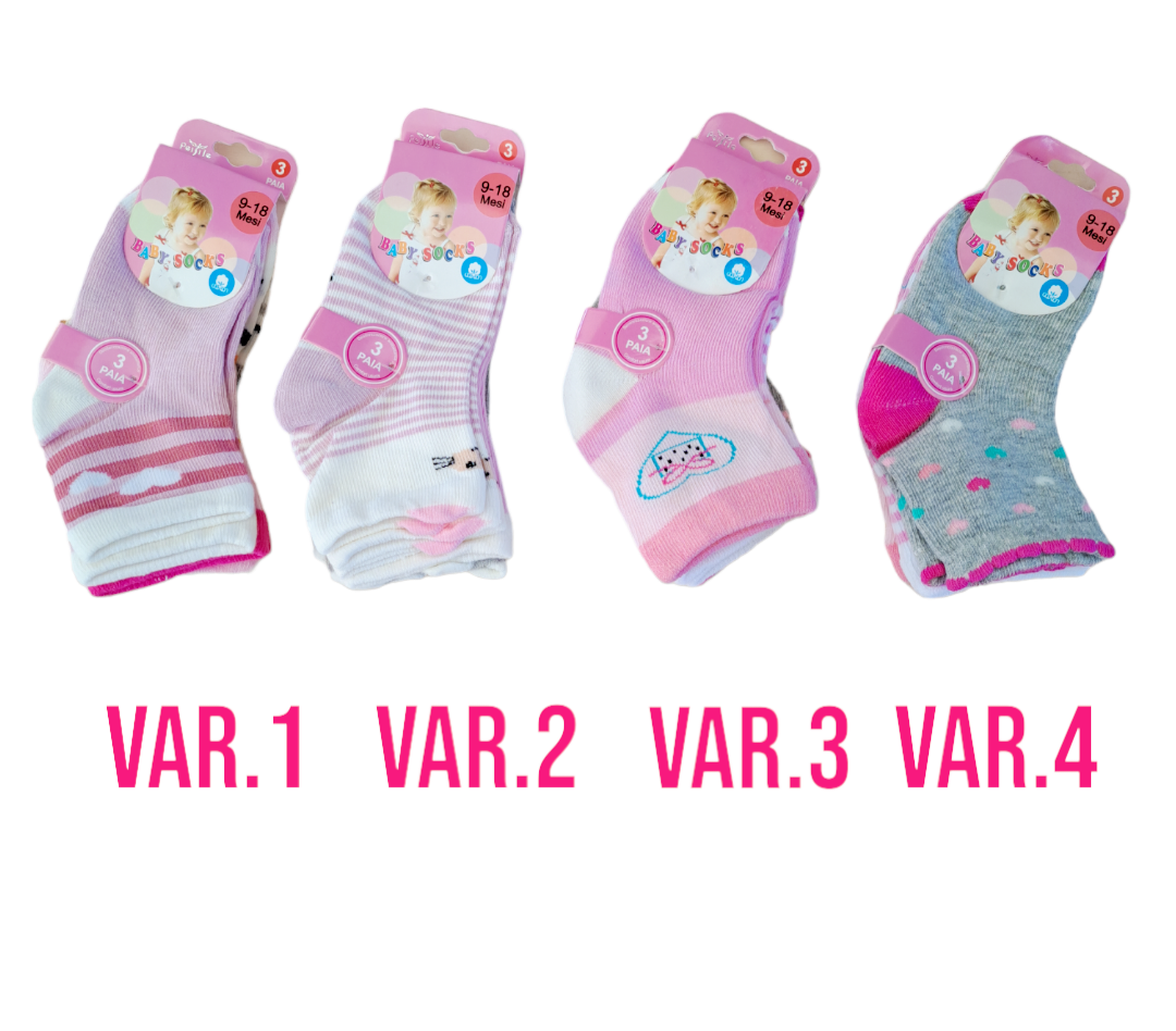 Tris calze baby bambina caldo cotone