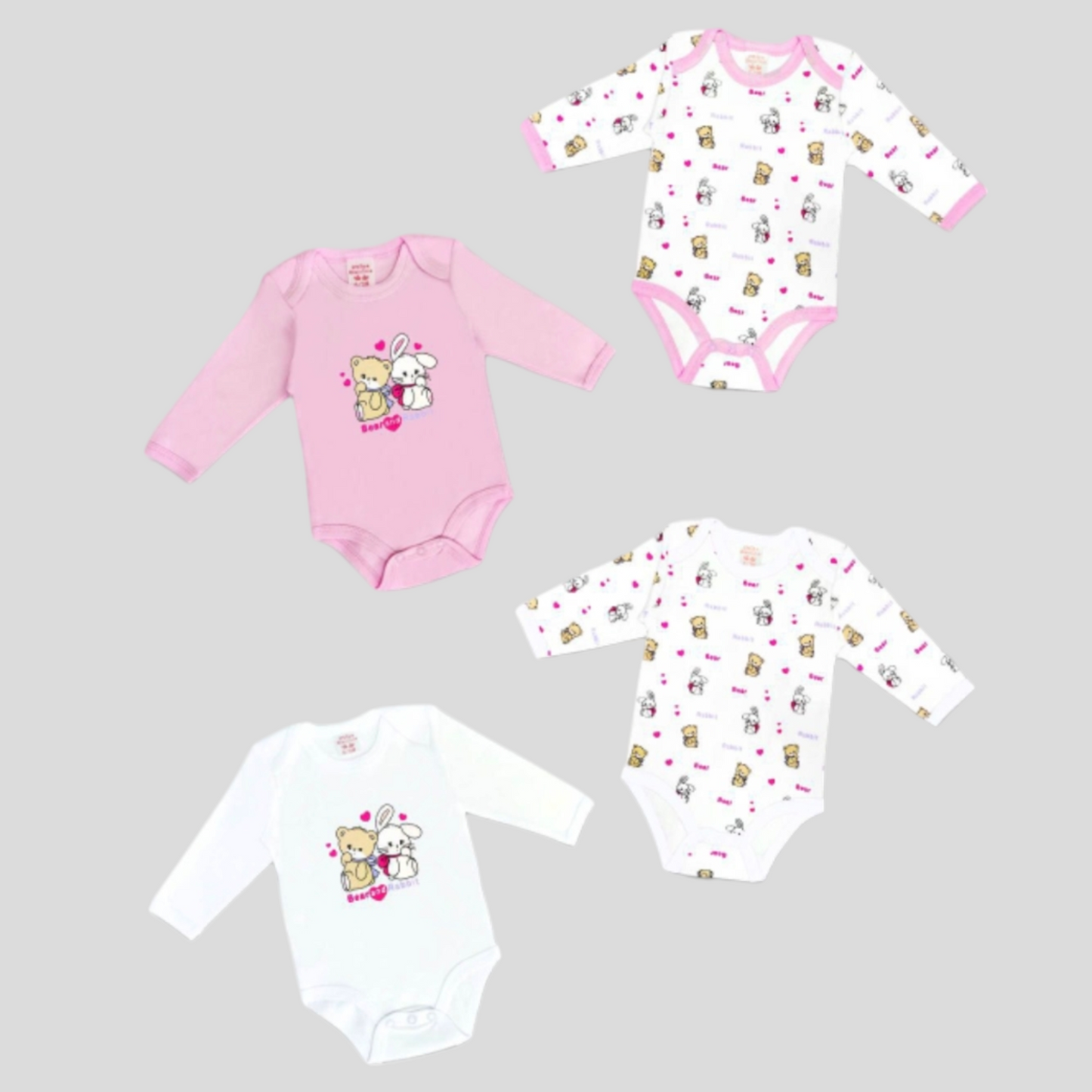 Coppia di Body Bimba Manica Lunga - Confezione da 2 body Caldo Cotone