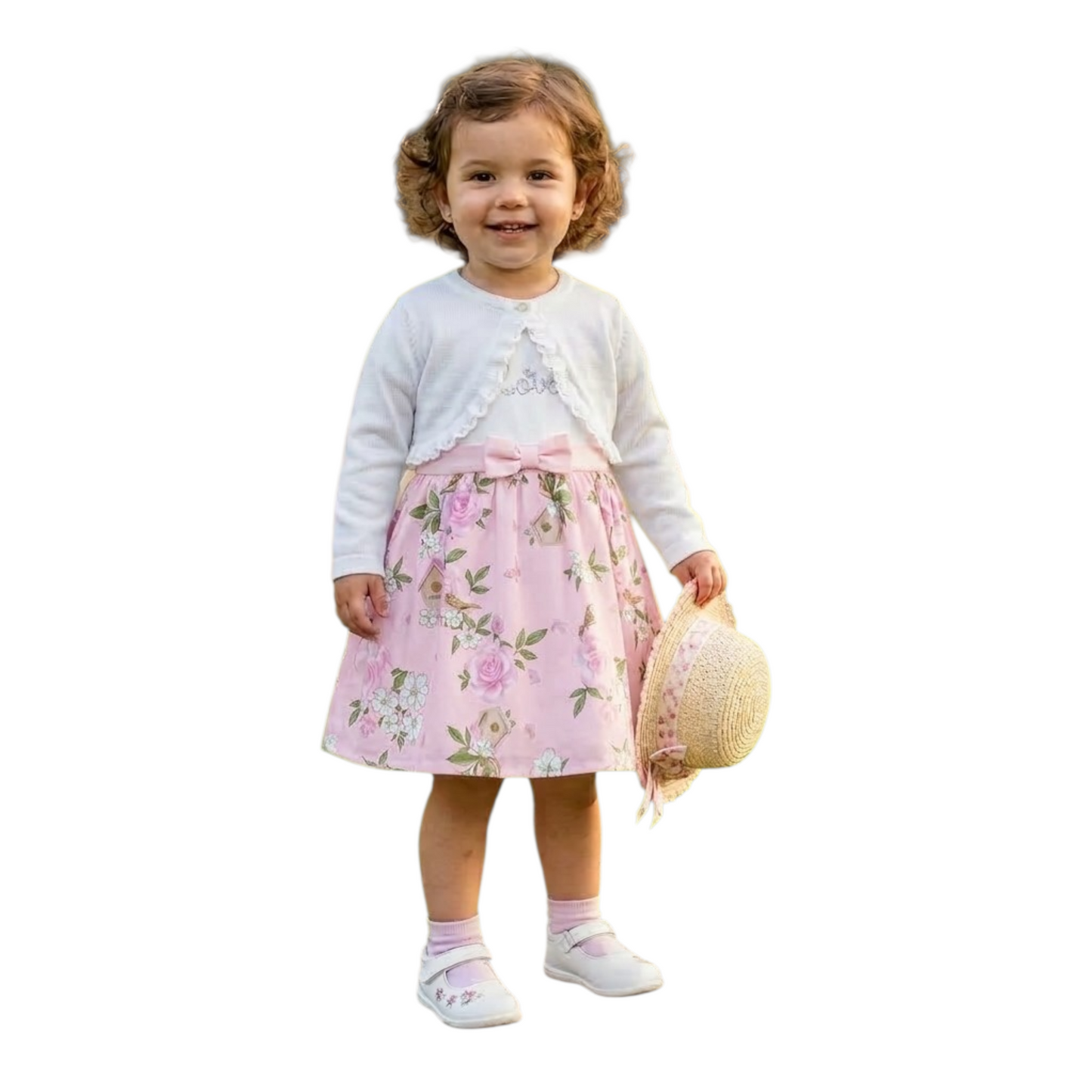 Abito Baby Flowers con Coprispalla