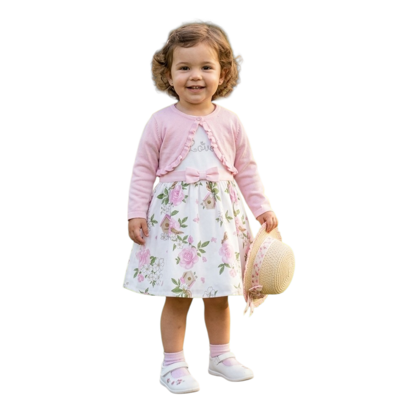 Abito Baby Flowers con Coprispalla