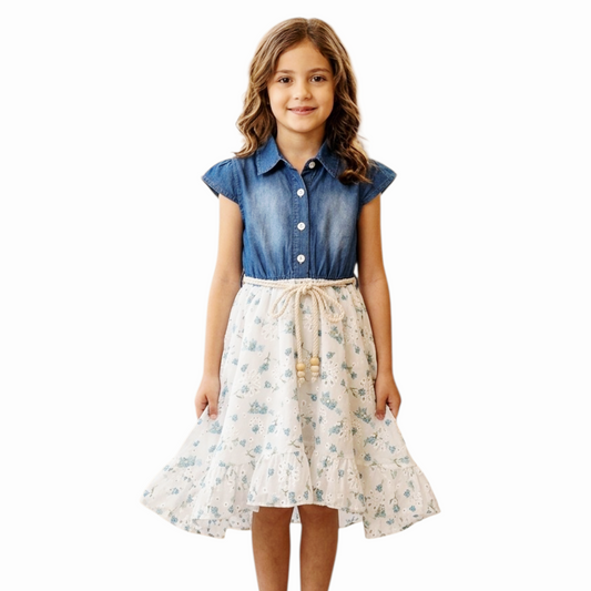 Abito Bimba Jeans e Sangallo