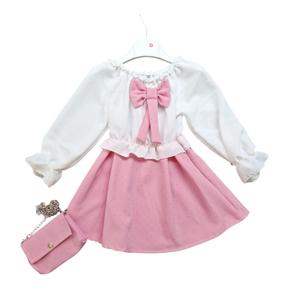 Abito Bimba Fiocco Strass