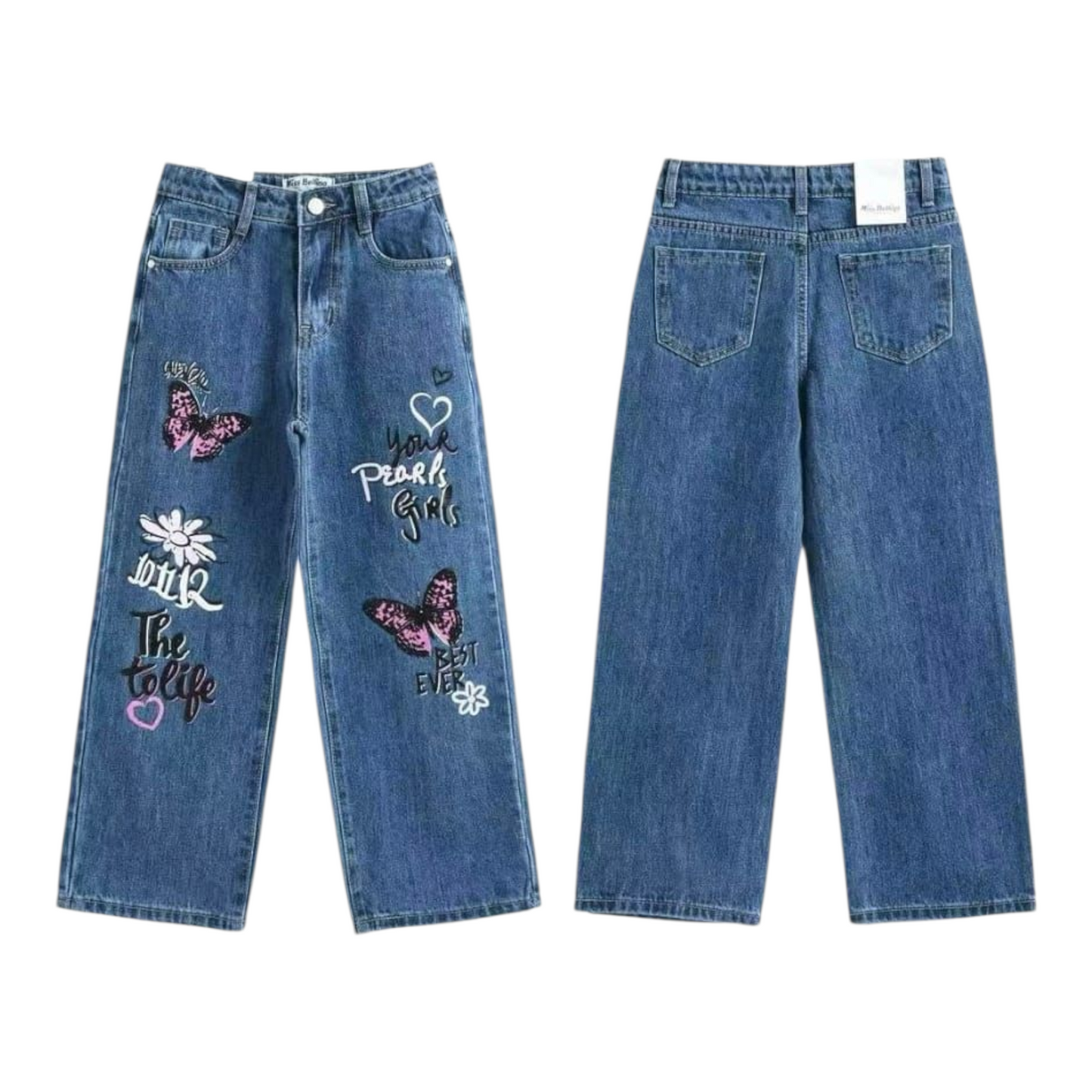 Jeans Bimba Stampa Farfalla