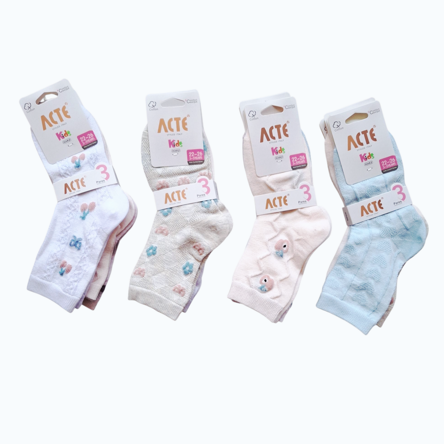 Confezione da 3 paia di calze corta da bambina