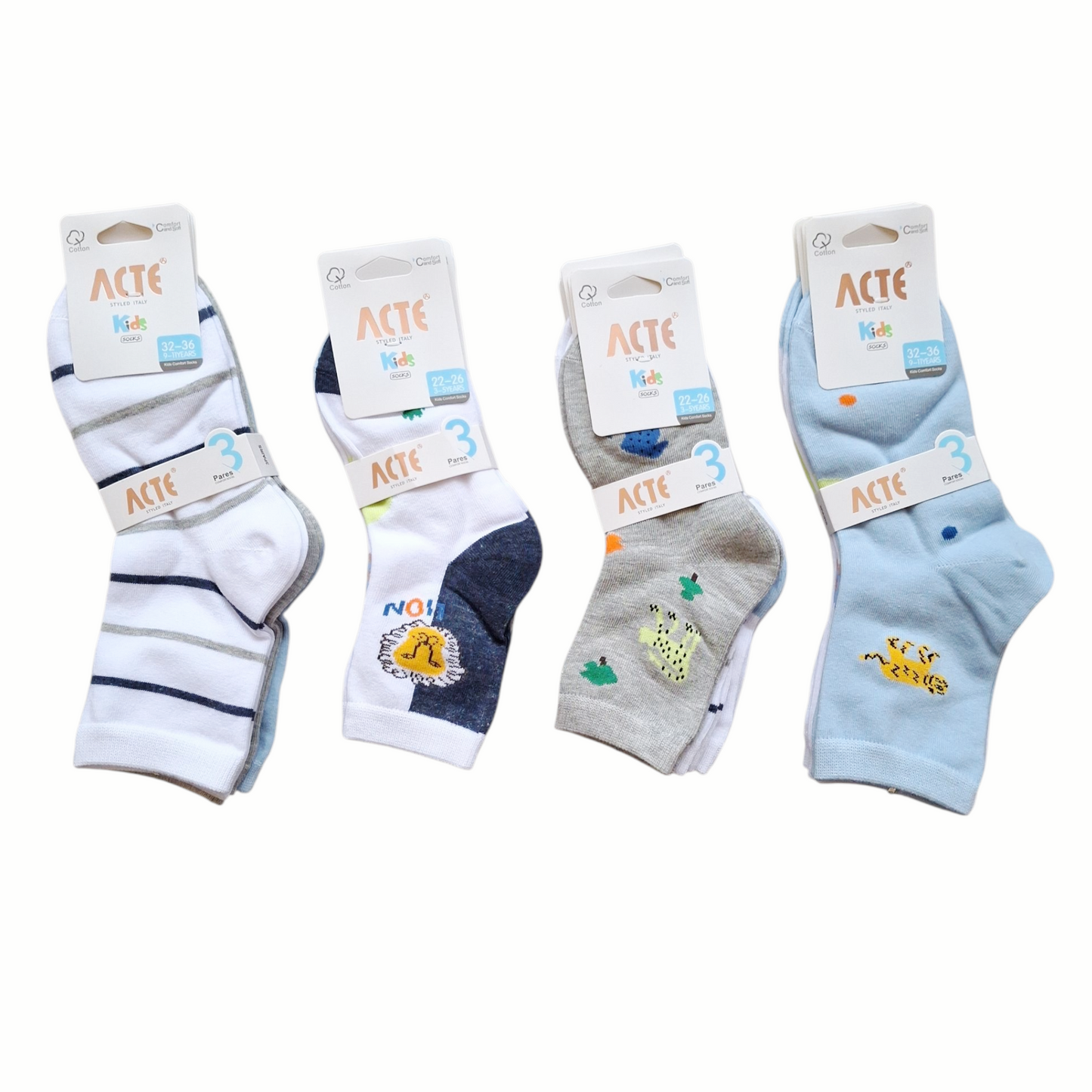 Confezione da 3 paia di calze corta da bambino