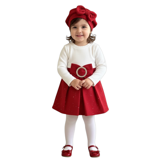 Abito Baby Bimba Fiocco con Basco