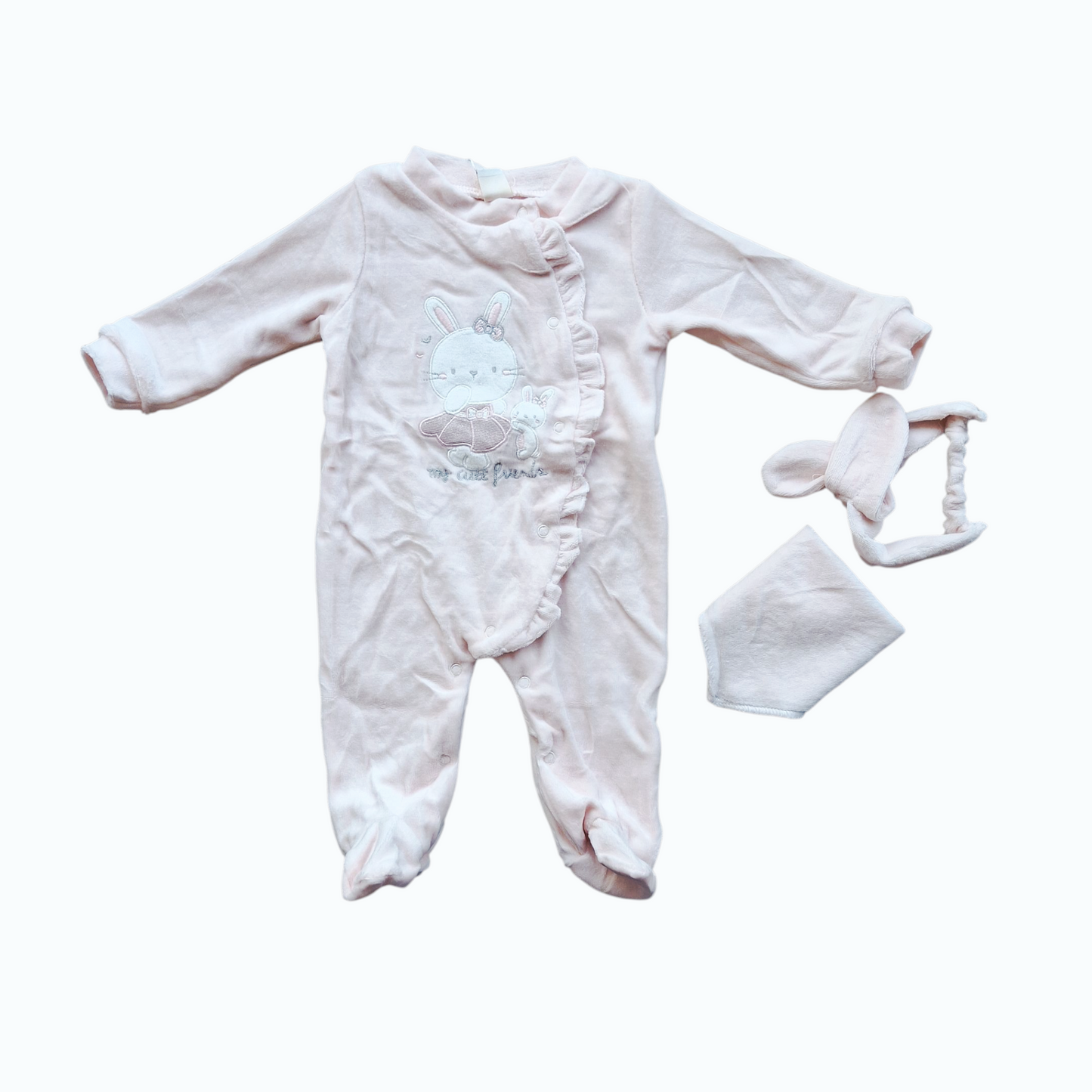 Tutina Neonata Ciniglia con Fascetta e Mussola