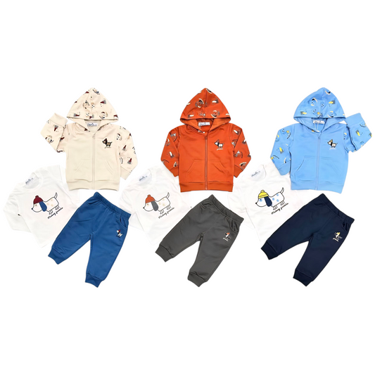 Completo 3 pezzi Neonato Dogs