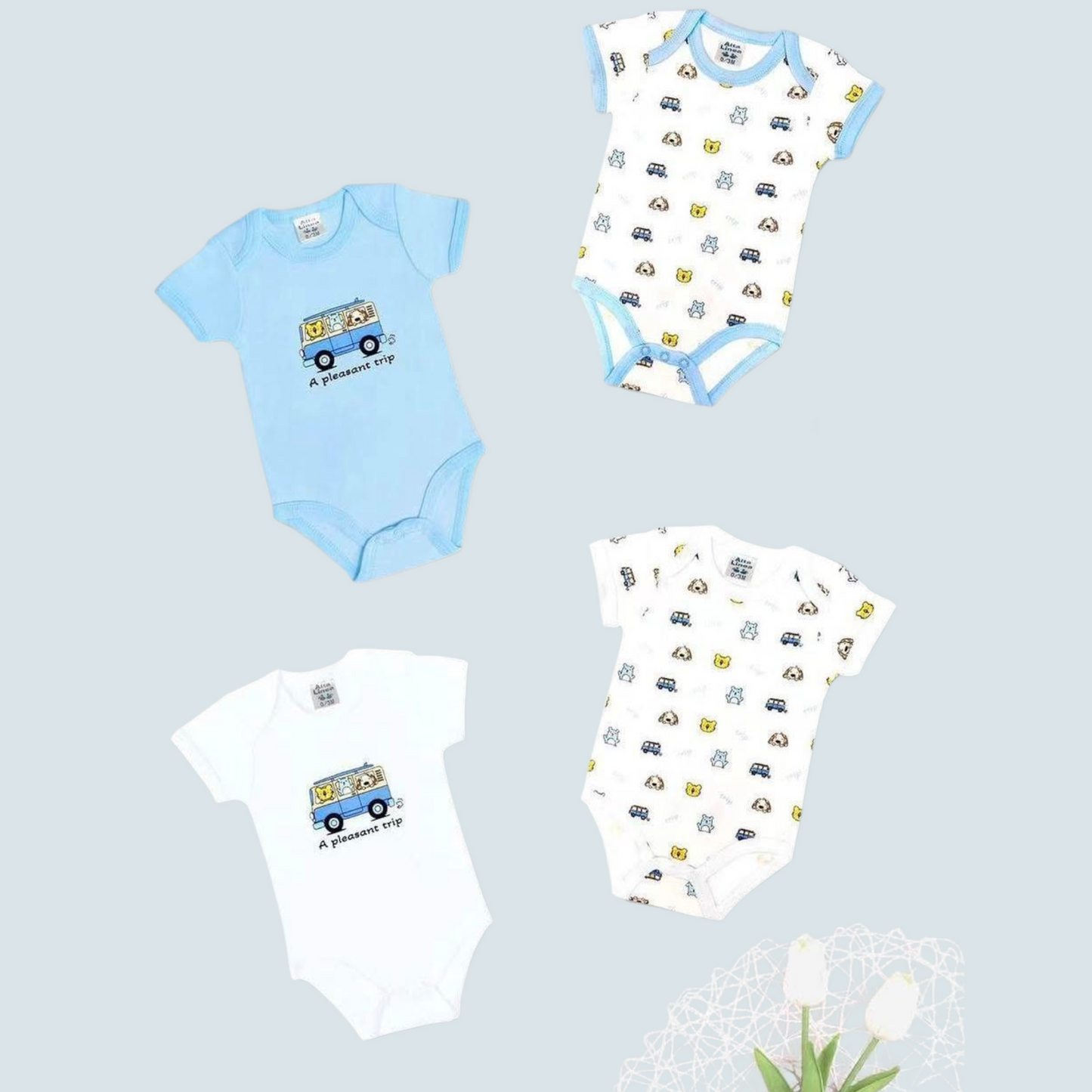 Coppia di Body Bimbo Manica Corta - Confezione da 2 body Caldo Cotone