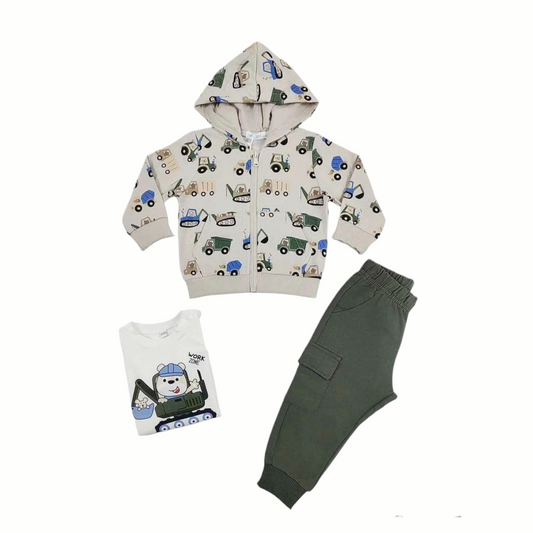 Completo 3 pezzi Neonato Trattore