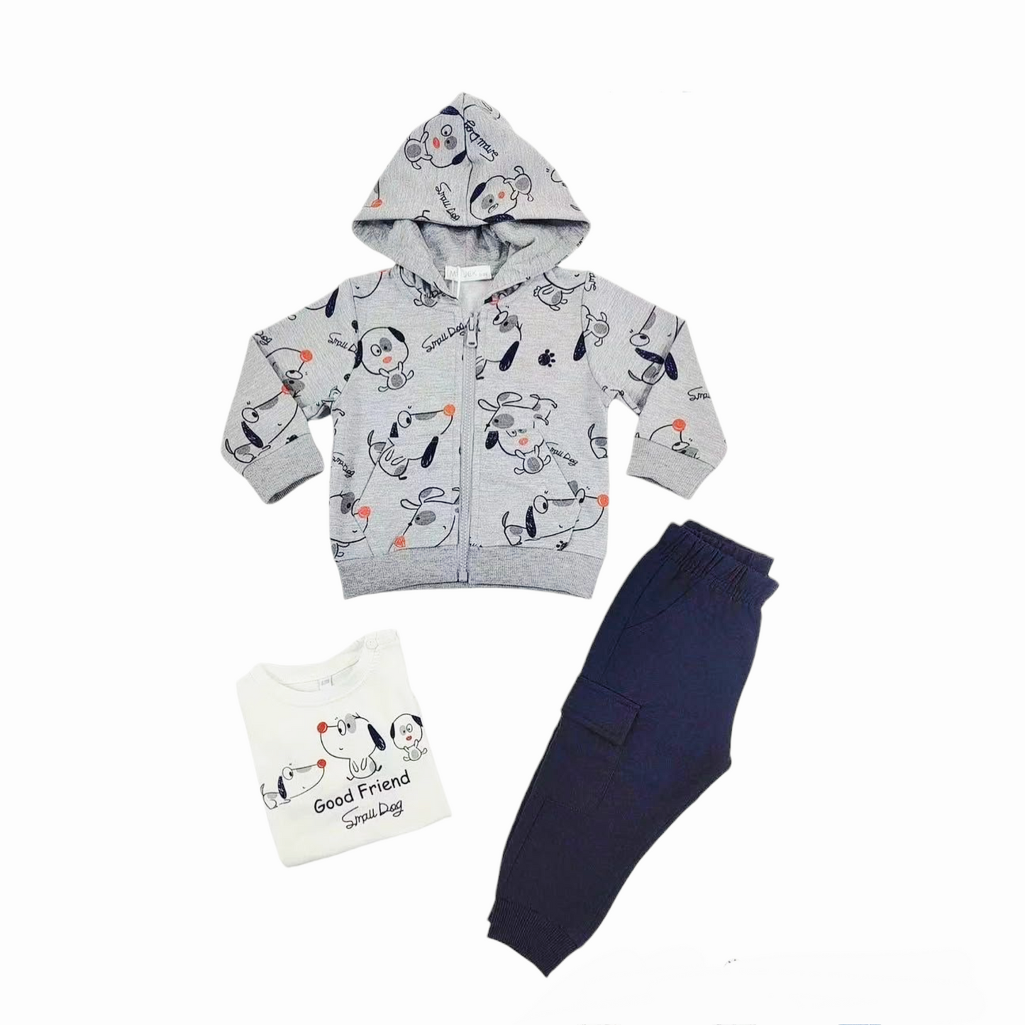 Completo 3 pezzi Neonato Dogs