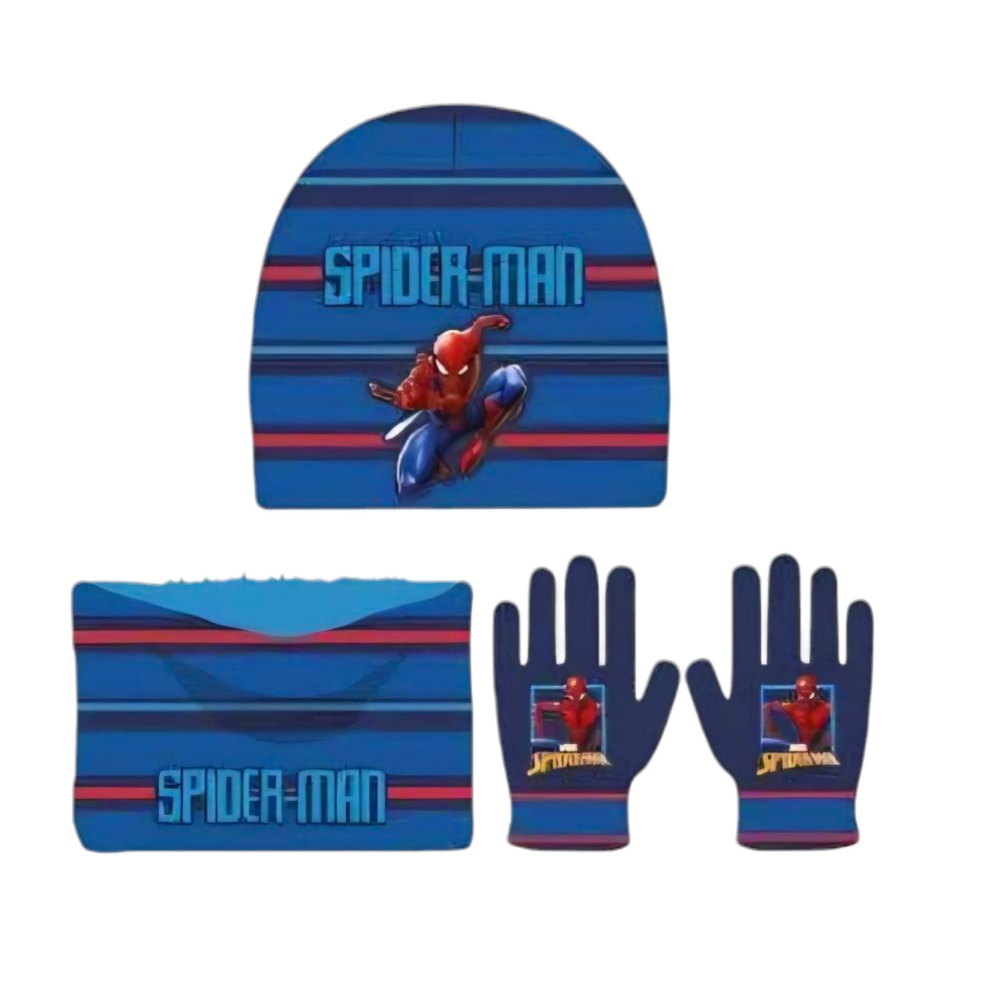 Completo Spidrrman- Cuffia, Guanti e Scaldacollo.