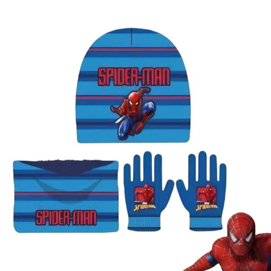 Completo Spidrrman- Cuffia, Guanti e Scaldacollo.