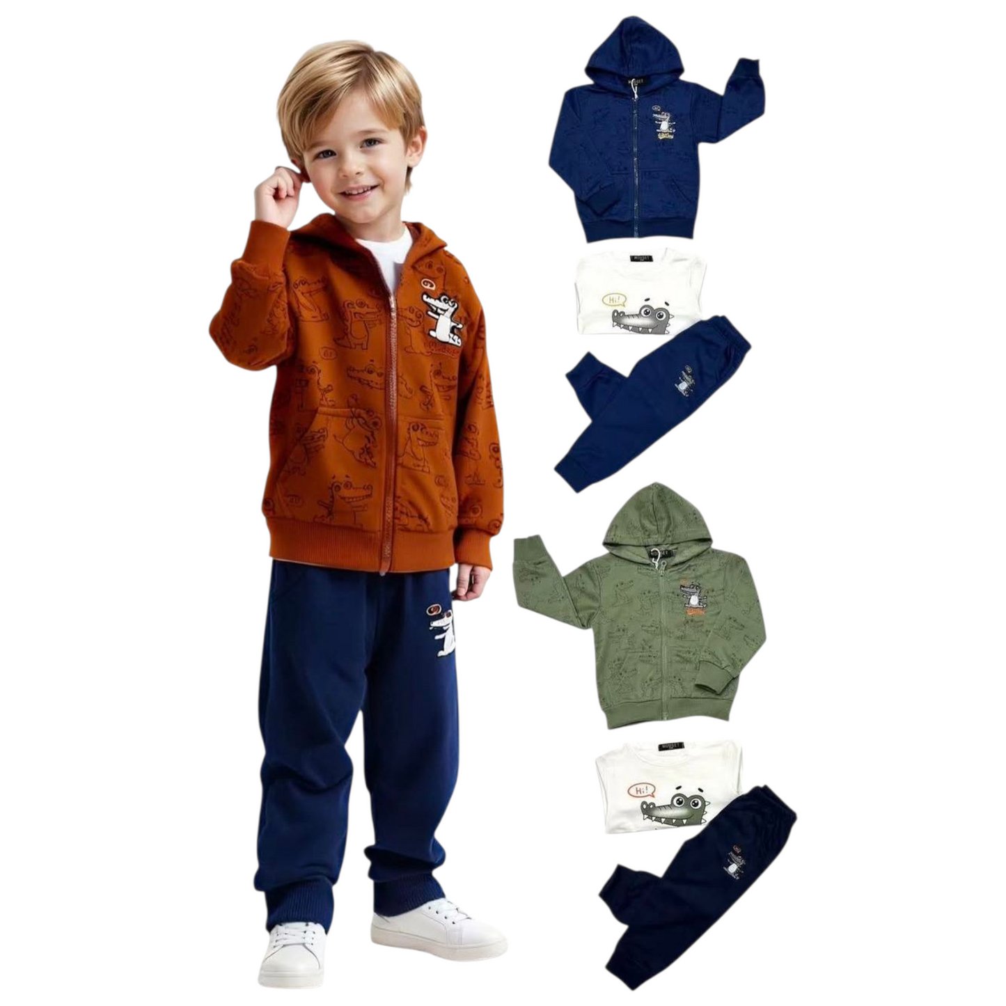 Completo Bimbo 3 pezzi Dinosauro