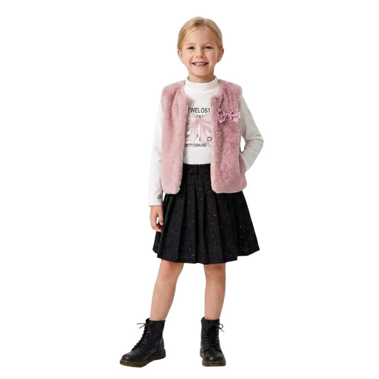 Completo Bimba con Gonna e Gilet Pellicciotto