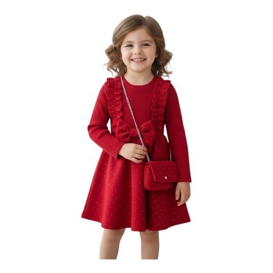 Abito Bimba Fiocco Strass