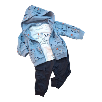 Completo 3 pezzi Neonato Dogs
